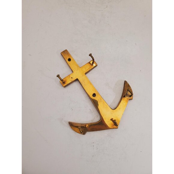 Vintage Brass Wall Key Holder Rack with five (5) Hooks | Mid Century Modern | - Picture 7 of 10